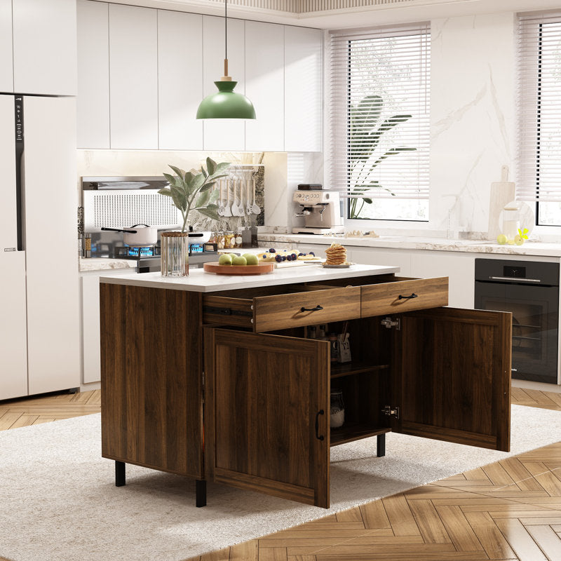 Sturbridge 47.2'' Kitchen Island with Solid + Manufactured Wood Top