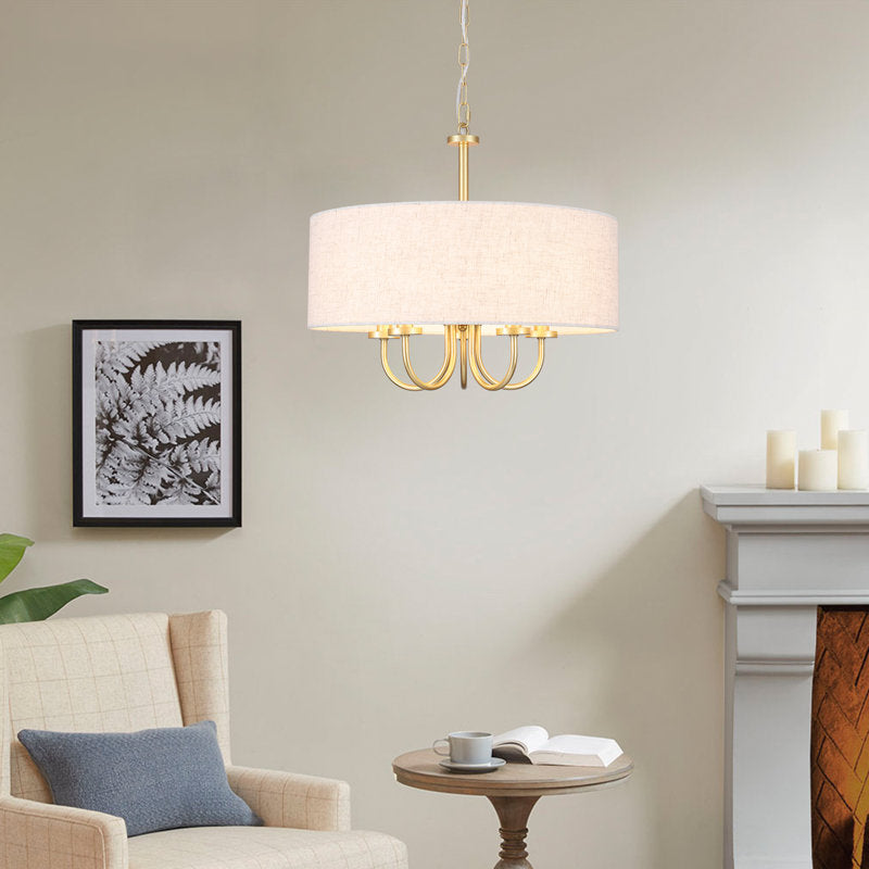 Gula 5 - Light Dimmable Drum Chandelier gold and beige