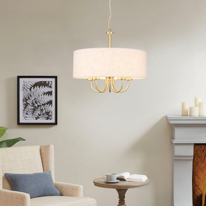 Gula 5 - Light Dimmable Drum Chandelier gold and beige