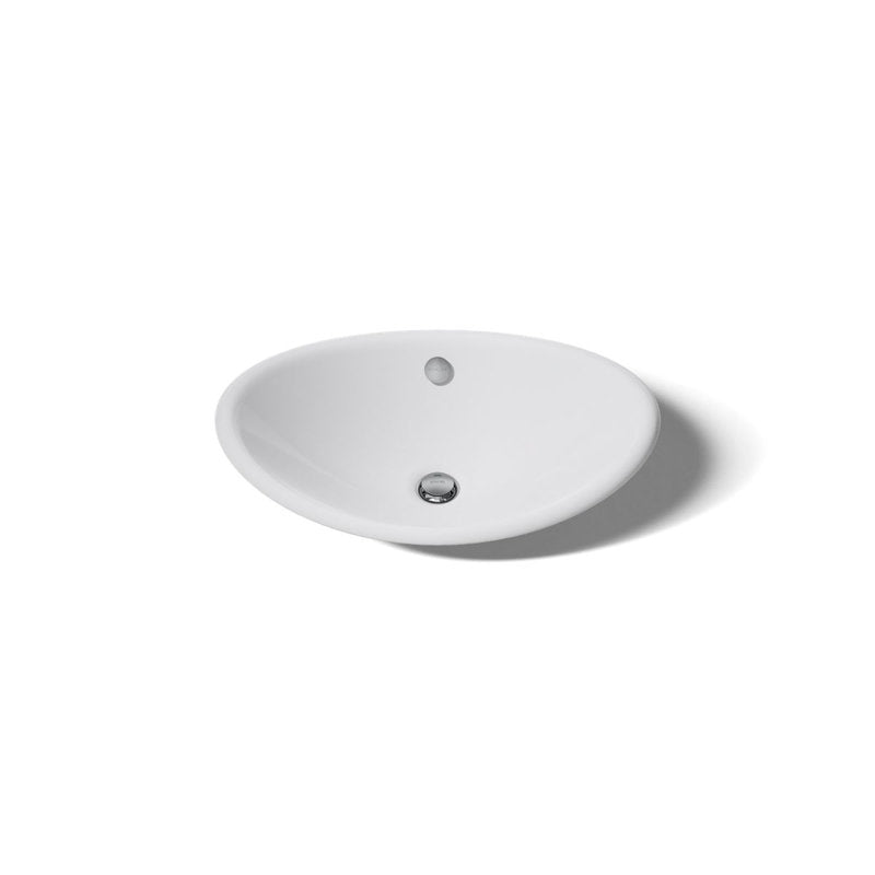 Iron Plains Metal Oval Vessel Bathroom Sink with Overflow W White