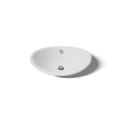 Iron Plains Metal Oval Vessel Bathroom Sink with Overflow W White