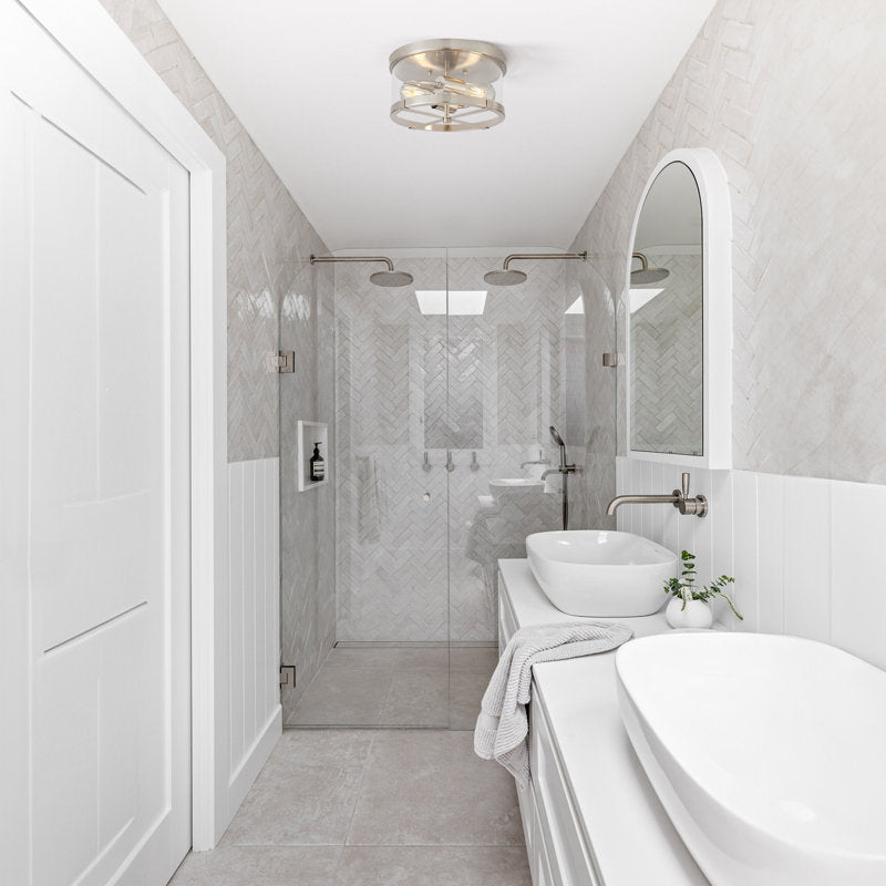 Bradlay 2-Light Flush Mount Clear Glass Ceiling Light with Metal Frame BRUSHED NICKEL