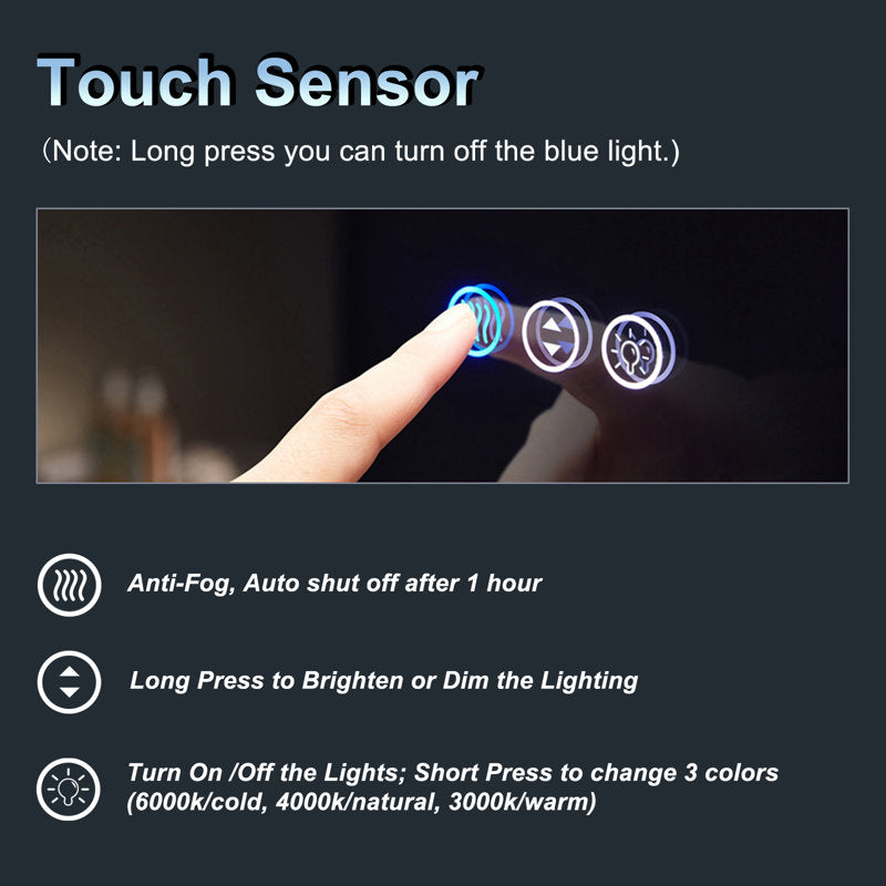 Aevar Space Aluminum Framed Front & Back LED Lighted Anti-fog Tempered Glass Bathroom/ Vanity Mirror 44x36