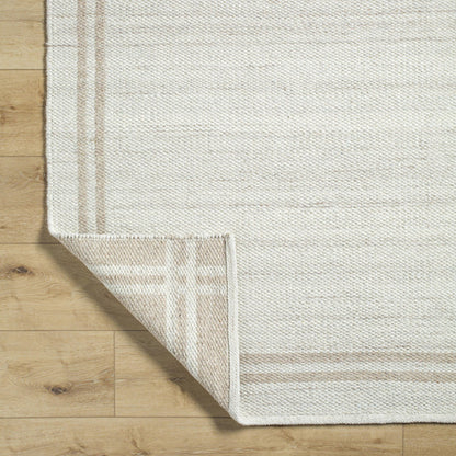 Lavande Geometric Wool Area Rug in Ivory/Tan 5ft x 7ft 6'