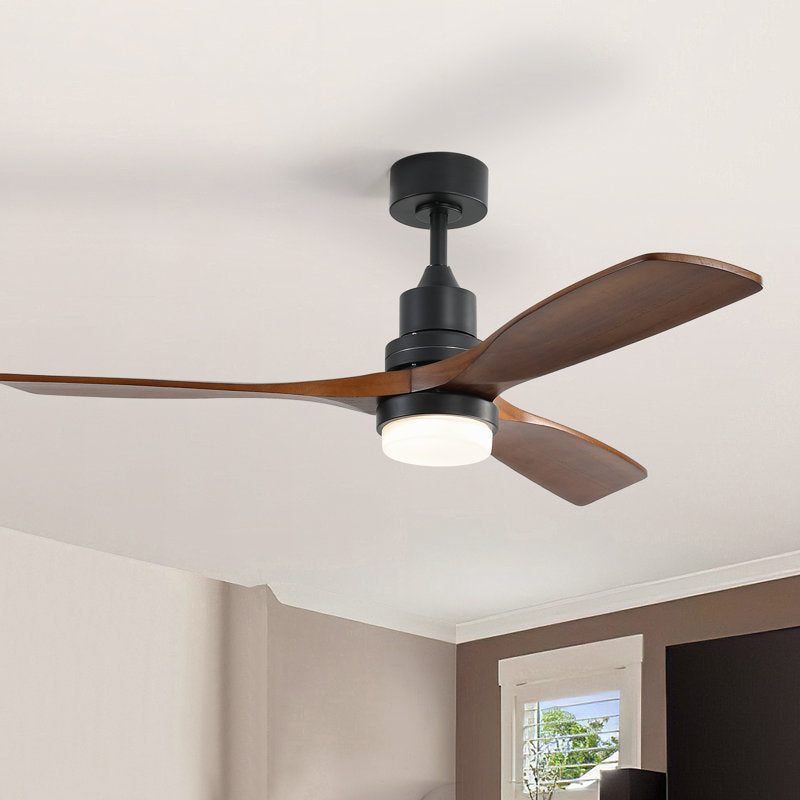 52" Shylo 5 - Blade LED Standard Ceiling Fan with Light Kit Included Black Brown