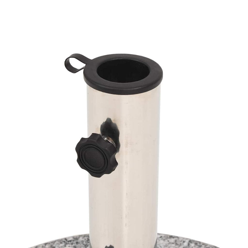 44 lb round umbrella base with handles, granite plate, stainless steel pipe, gray granite 15.7 in x 14.4 in