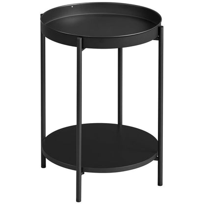 Kappel Steel Tray Top End Black Table with Storage