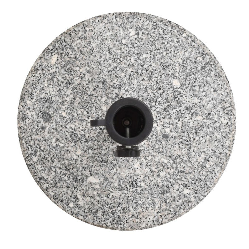 44 lb round umbrella base with handles, granite plate, stainless steel pipe, gray granite 15.7 in x 14.4 in