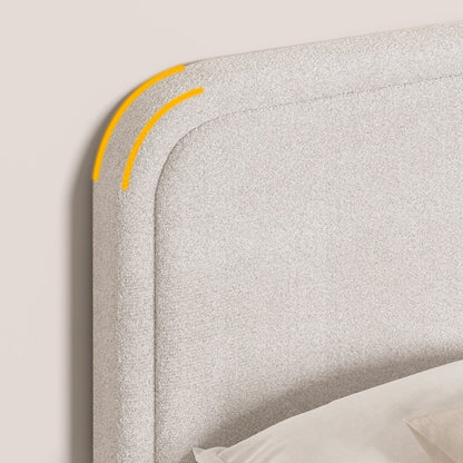 Bensu Boucle Upholstered Platform Bed Cream King Size