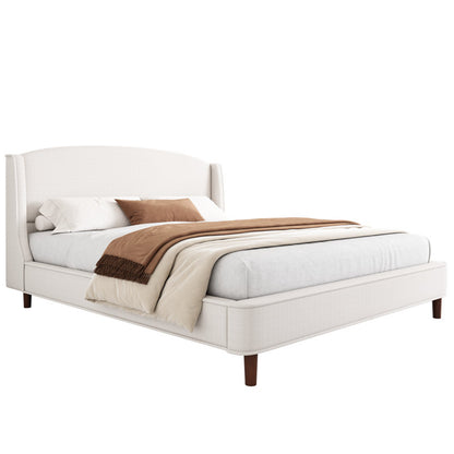Warrick Upholstered Platform Bed Frame with Wingback Headboard | No Box Spring Needed