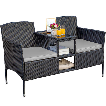 Etna 50.8" Wide Outdoor Wicker Loveseat with Cushions