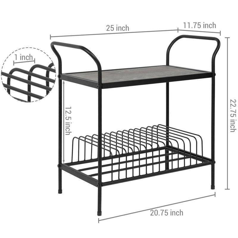 Audio Media Storage Rack with Vinyl Record Shelf