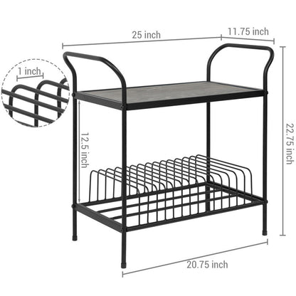 Audio Media Storage Rack with Vinyl Record Shelf