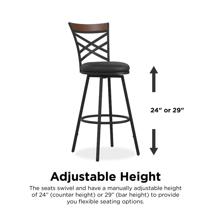 Clintw Swivel Adjustable Height Bar Stool (set of 3)