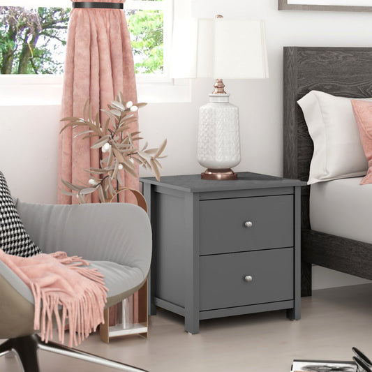 Isenbert 21.9" 2 Drawer Nightstand GRAPHITE GREY