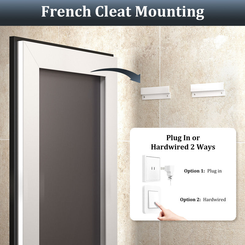 Aevar Space Aluminum Framed Front & Back LED Lighted Anti-fog Tempered Glass Bathroom/ Vanity Mirror 44x36