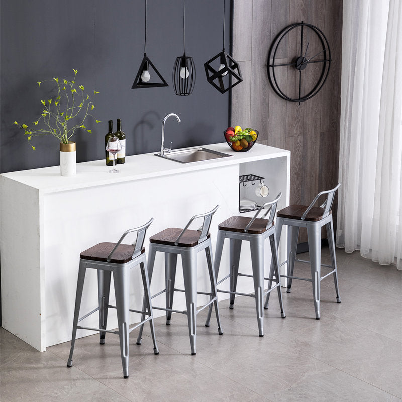 Saleh bar stool set of 4 silver and Brown 26"