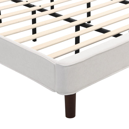 Warrick Upholstered Platform Bed Frame with Wingback Headboard | No Box Spring Needed