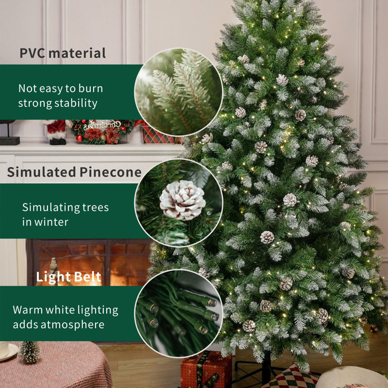 Stephanie 6' Pre-Lit Lighted Artificial Christmas Tree With Snowflakes And Pinecones