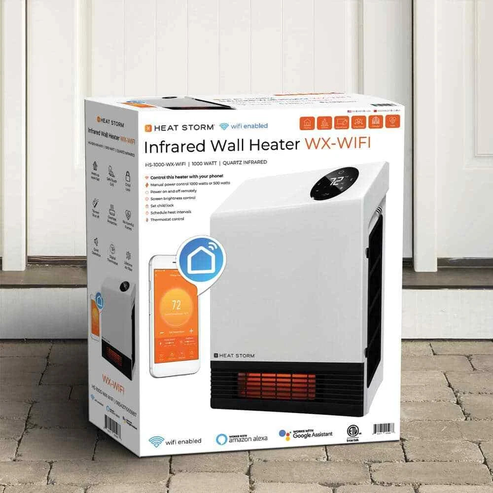 Deluxe 1,000 Watt Electric Infrared Wall Mounted Heater WHITE