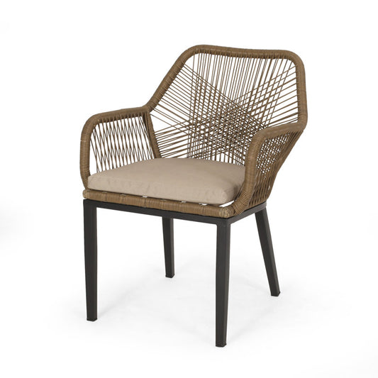 Faygrove Patio Dining Arm with Cushion Light Brown Color color