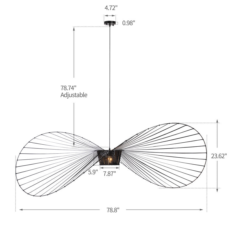 Keligo 78.8" Wide Geometric Strap Vertigo Chandelier Black