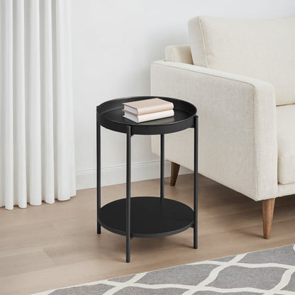 Kappel Steel Tray Top End Black Table with Storage