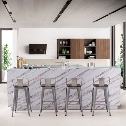 Saleh bar stool set of 4 silver and Brown 26"