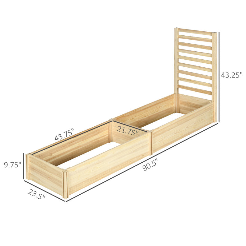 Outsunny Raised Garden Bed with Trellis and 2 Compartments