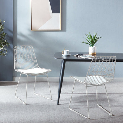 Metal Dining Chair with PU Leather Seat Pad ( set of 2 )