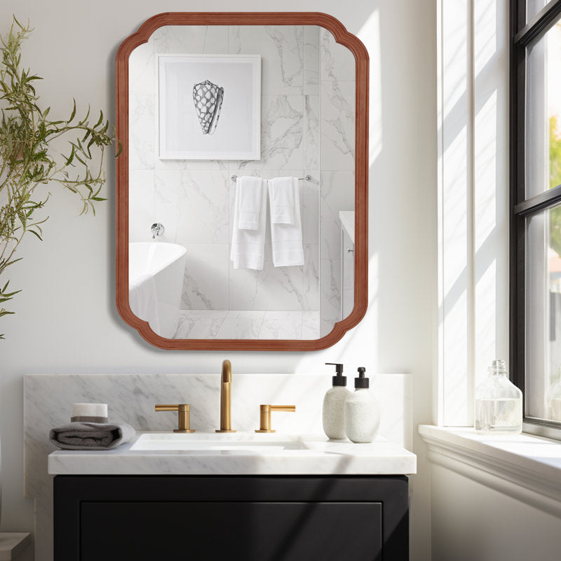 Ali Wood Accent Wall for Bathroom, Decorative Mirror 40"x30"
