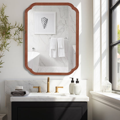 Ali Wood Accent Wall for Bathroom, Decorative Mirror 40"x30"