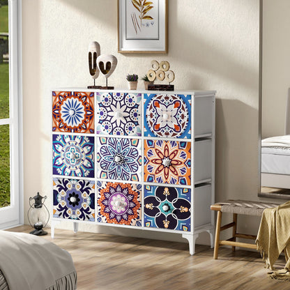 Bedroom Dresser, 9 Drawer Tall Dresser for Bedroom, Storage Chest of Drawers, 39.4'' H X 36.2'' W X 11.7'' D Vintage