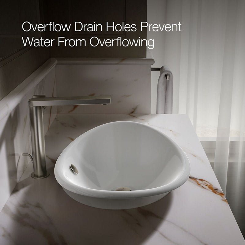 Iron Plains Metal Oval Vessel Bathroom Sink with Overflow W White