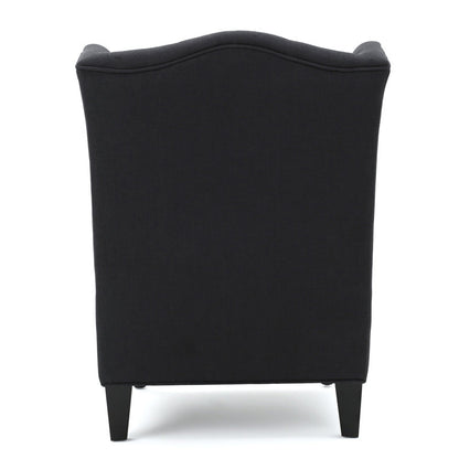 Danni Lee 70.10Cm Wide Tufted Polyester Wingback Chair Dark Charcoal
