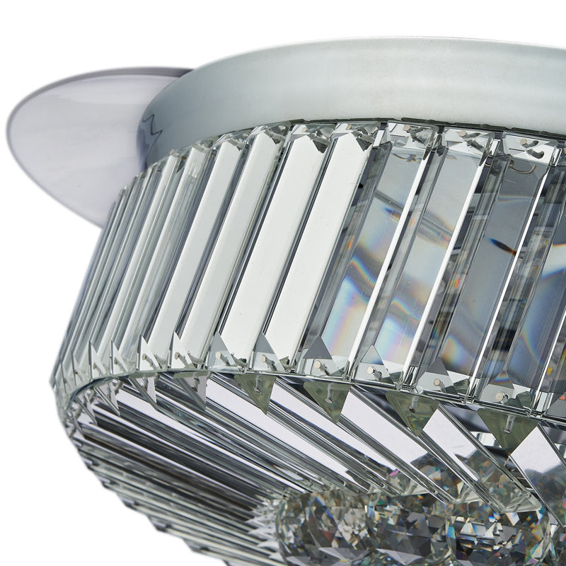 Presnell Dimmable Crystal Ceiling Fan with LED Lights and Remote Control Silver 48"