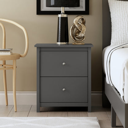 Isenbert 21.9" 2 Drawer Nightstand GRAPHITE GREY