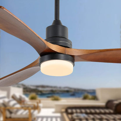 52" Shylo 5 - Blade LED Standard Ceiling Fan with Light Kit Included Black Brown