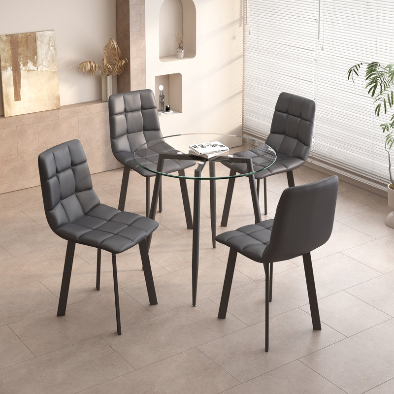 Zakirah Round 35.4'' Dining Set ( Grey+ Black)