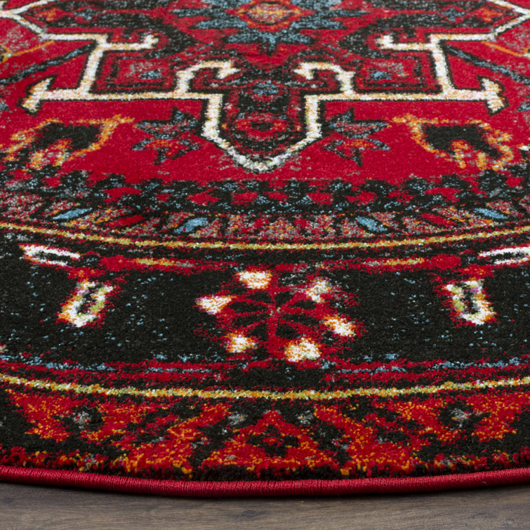 Amaniya Southwestern Red Area Rug 9 ft Round