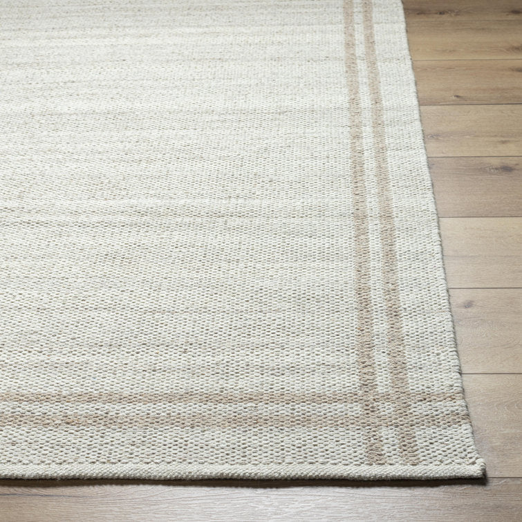 Lavande Geometric Wool Area Rug in Ivory/Tan 5ft x 7ft 6'