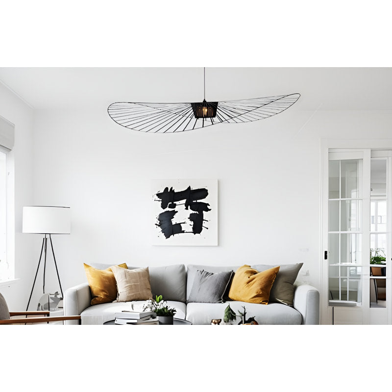 Keligo 78.8" Wide Geometric Strap Vertigo Chandelier Black