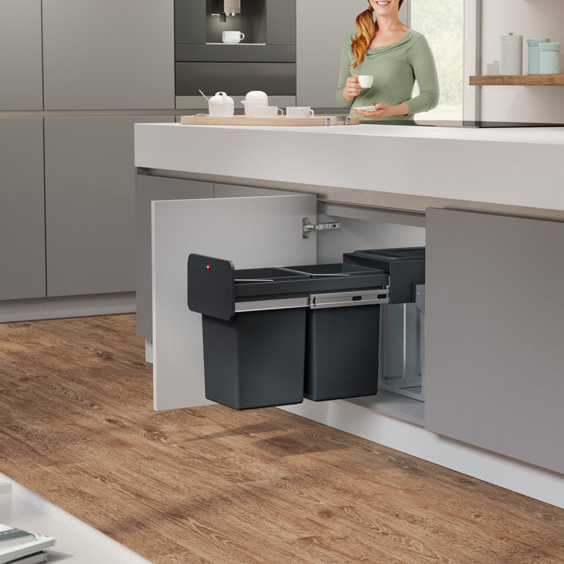 7.4 Gallon Multi-Compartments Trash and Recycling Bin Black Color