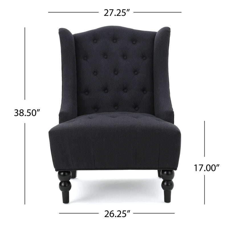 Danni Lee 70.10Cm Wide Tufted Polyester Wingback Chair Dark Charcoal