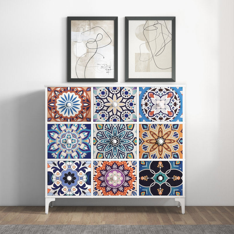 Bedroom Dresser, 9 Drawer Tall Dresser for Bedroom, Storage Chest of Drawers, 39.4'' H X 36.2'' W X 11.7'' D Vintage