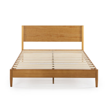 Whitman Low Profile Mid-Century Modern Wooden Brown Color Platform Bed Full Size