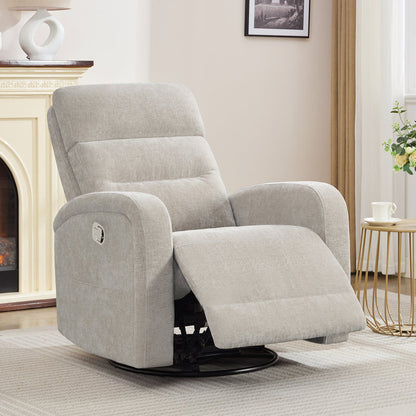 Modern Corduroy Camel Brown Swivel and Rocker Glider Recliner for Living Room
