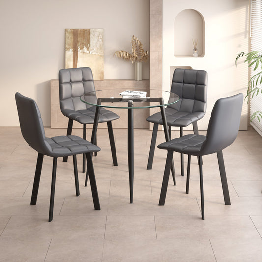 Zakirah Round 35.4'' Dining Set ( Grey+ Black)
