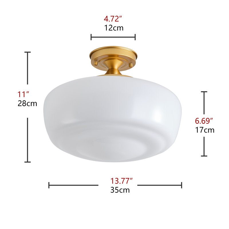 Lovina Modern Farmhouse Semi Flush Mount Ceiling Light With Opal Milk Glass Shade Color