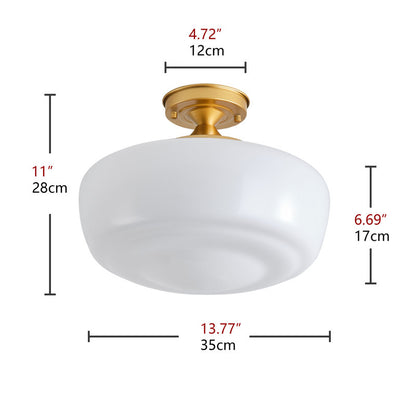 Lovina Modern Farmhouse Semi Flush Mount Ceiling Light With Opal Milk Glass Shade Color
